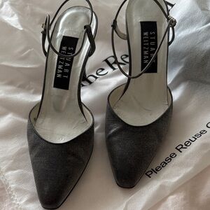 Stuart Weitzman Charcoal Satin Heels Size 5